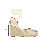 Sofia Espadrille Wedge - Metallic Leather