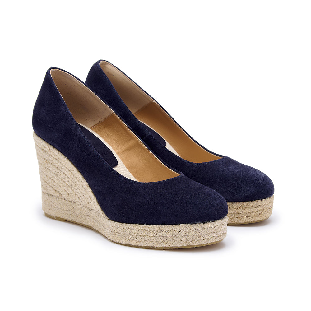 Renata Espadrille Wedge Navy Suede – Dida Ritchie