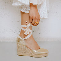 Alpargata de cuña Sofia - Piel metalizada