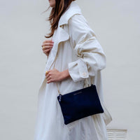 Cara 2.0 - Navy Suede Clutch Bag