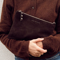 Cara 2.0 - Brown Suede Clutch Bag