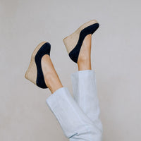Renata Espadrille Wedge - Navy Suede