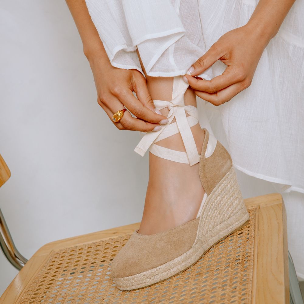 Sofia Espadrille Wedge - Tan Suede